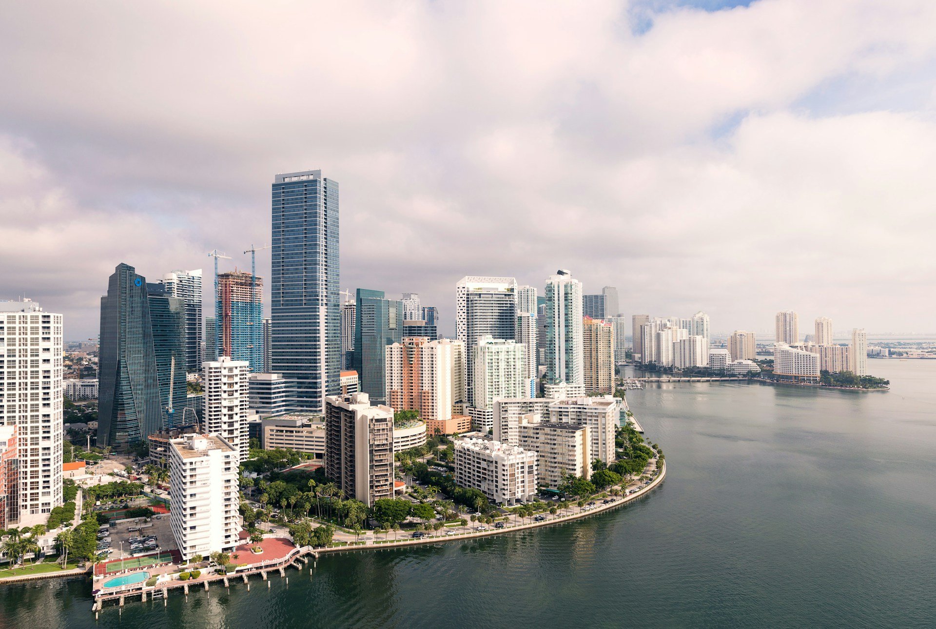 Miami Florida downtown skyline aerial view
